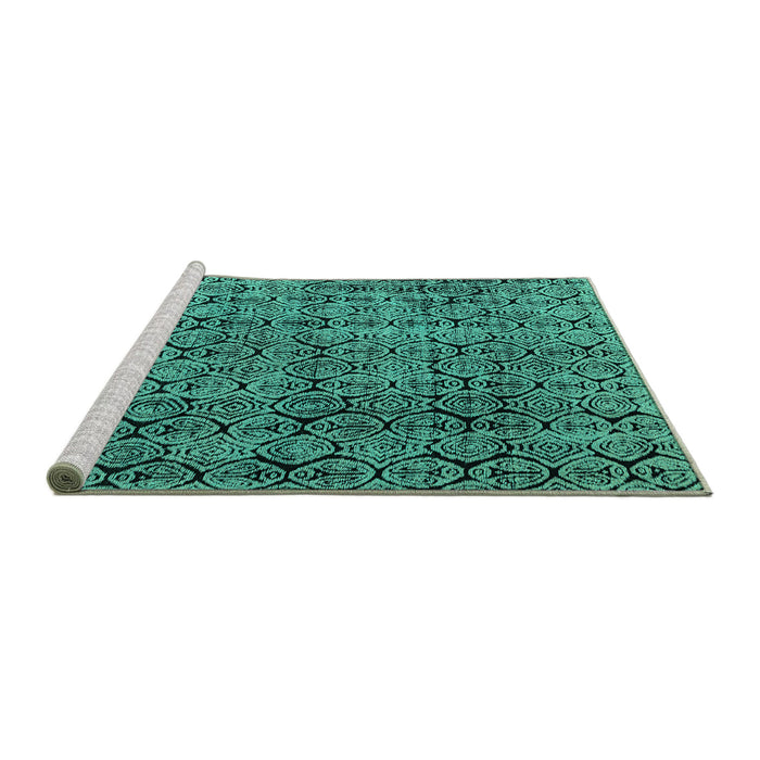 Sideview of Machine Washable Abstract Turquoise Modern Area Rugs, wshabs5209turq