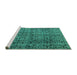 Sideview of Machine Washable Abstract Turquoise Modern Area Rugs, wshabs5209turq