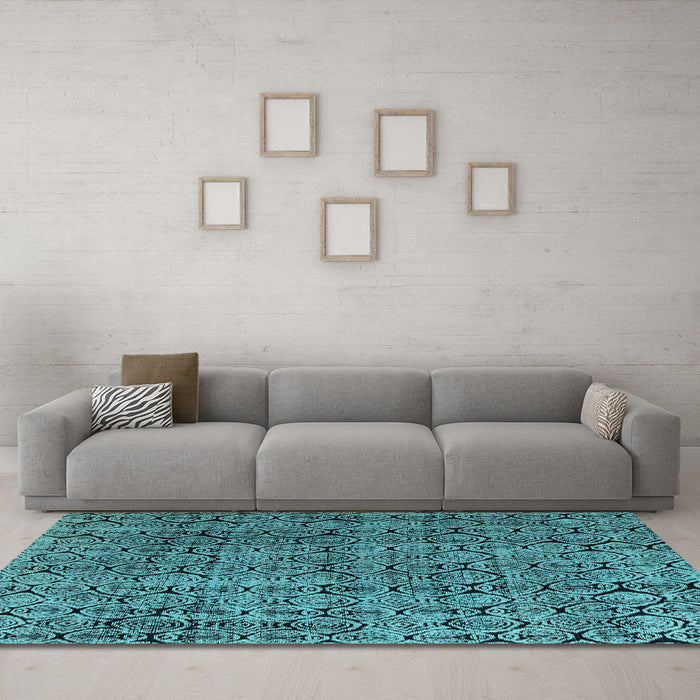 Machine Washable Abstract Light Blue Modern Rug in a Living Room, wshabs5209lblu