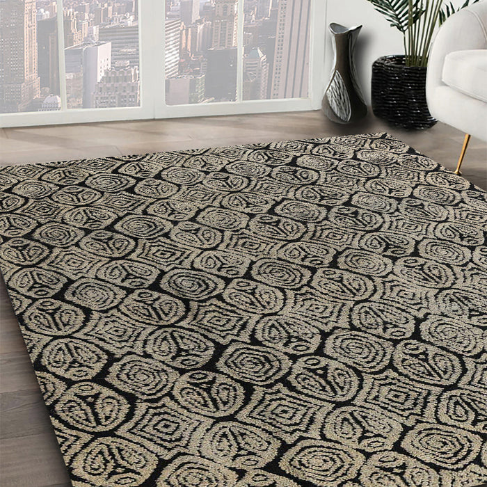 Machine Washable Abstract Sand Brown Rug in a Family Room, wshabs5209