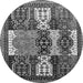 Round Machine Washable Abstract Gray Modern Rug, wshabs520gry