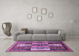 Machine Washable Abstract Purple Modern Area Rugs in a Living Room, wshabs520pur
