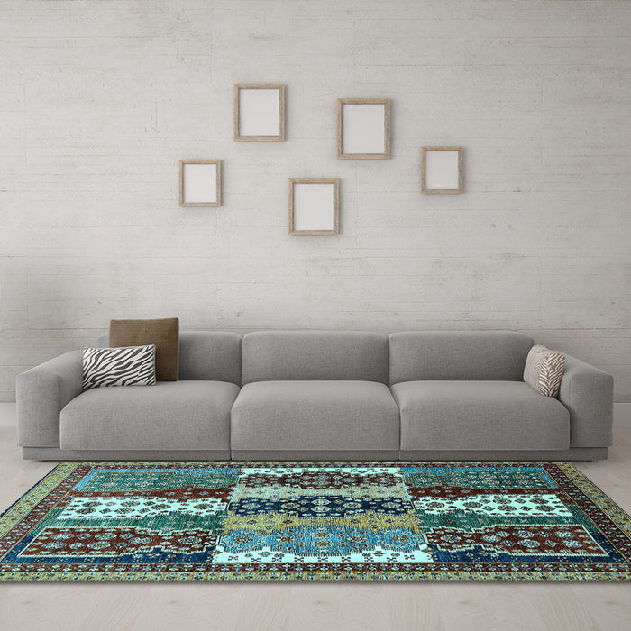 Machine Washable Abstract Light Blue Modern Rug in a Living Room, wshabs520lblu