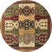 Round Abstract Brown Modern Rug, abs520brn