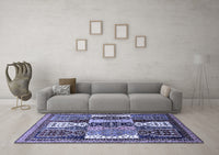 Machine Washable Abstract Blue Modern Rug, wshabs520blu