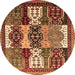 Round Machine Washable Abstract Orange Modern Area Rugs, wshabs520org