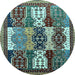 Round Machine Washable Abstract Light Blue Modern Rug, wshabs520lblu