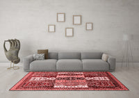 Machine Washable Abstract Red Modern Rug, wshabs520red