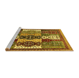 Sideview of Machine Washable Abstract Yellow Modern Rug, wshabs520yw