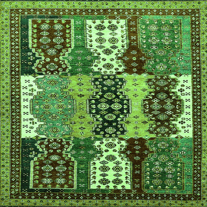 Square Abstract Green Modern Rug, abs520grn