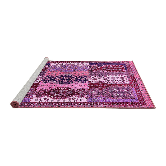 Sideview of Machine Washable Abstract Pink Modern Rug, wshabs520pnk