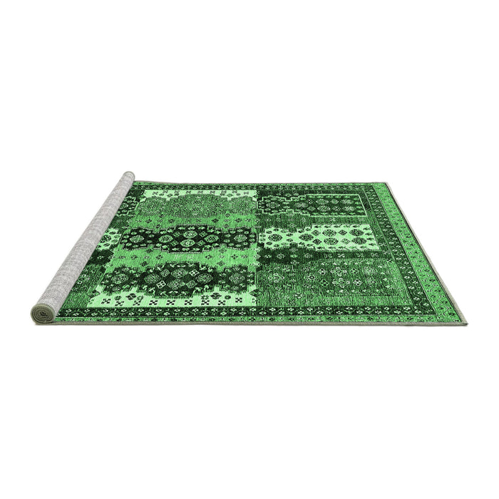 Sideview of Machine Washable Abstract Emerald Green Modern Area Rugs, wshabs520emgrn