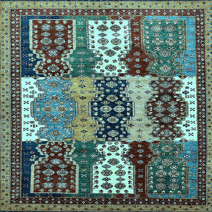 Square Abstract Light Blue Modern Rug, abs520lblu