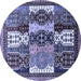 Round Abstract Blue Modern Rug, abs520blu