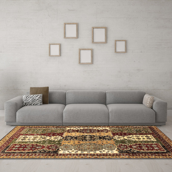 Machine Washable Abstract Brown Modern Rug in a Living Room,, wshabs520brn