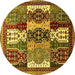 Round Machine Washable Abstract Yellow Modern Rug, wshabs520yw