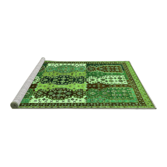 Sideview of Machine Washable Abstract Green Modern Area Rugs, wshabs520grn