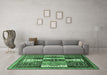 Machine Washable Abstract Emerald Green Modern Area Rugs in a Living Room,, wshabs520emgrn