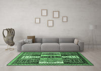 Machine Washable Abstract Emerald Green Modern Rug, wshabs520emgrn