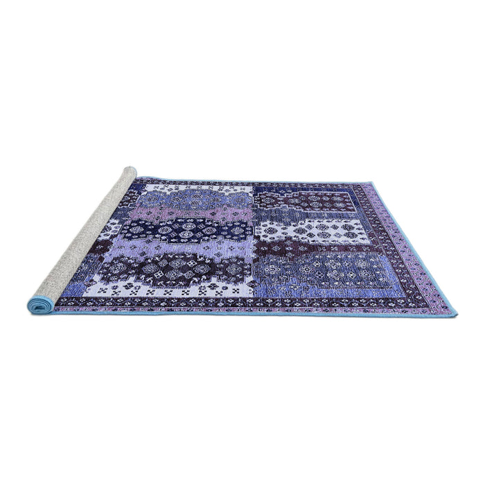 Sideview of Machine Washable Abstract Blue Modern Rug, wshabs520blu