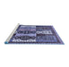 Sideview of Machine Washable Abstract Blue Modern Rug, wshabs520blu