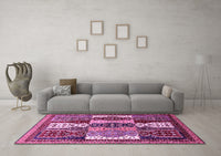 Machine Washable Abstract Pink Modern Rug, wshabs520pnk