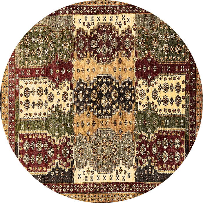 Round Machine Washable Abstract Brown Modern Rug, wshabs520brn