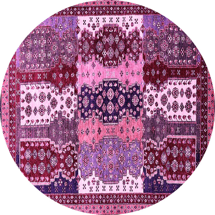 Round Abstract Pink Modern Rug, abs520pnk