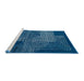 Sideview of Machine Washable Abstract Blue Ivy Blue Rug, wshabs5210