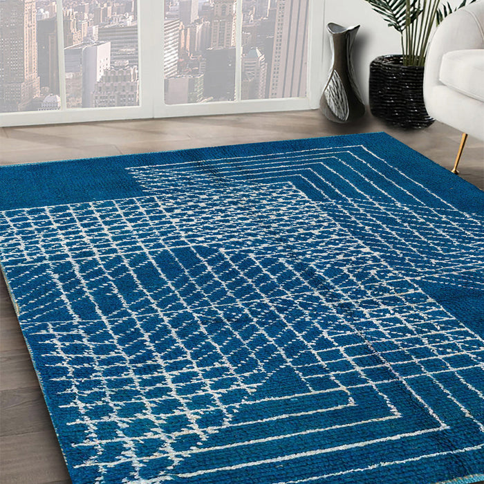 Machine Washable Abstract Blue Ivy Blue Rug in a Family Room, wshabs5210