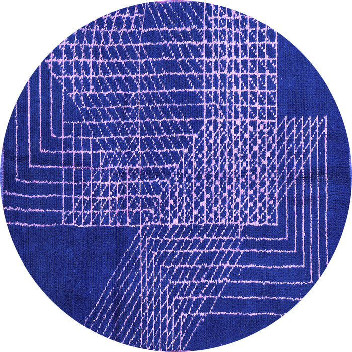 Round Abstract Purple Modern Rug, abs5210pur