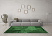 Machine Washable Abstract Emerald Green Modern Area Rugs in a Living Room,, wshabs5210emgrn