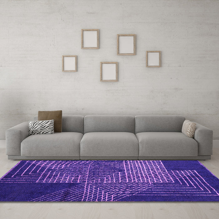 Machine Washable Abstract Pink Modern Rug in a Living Room, wshabs5210pnk