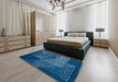 Abstract Blue Ivy Blue Modern Rug in a Bedroom, abs5210