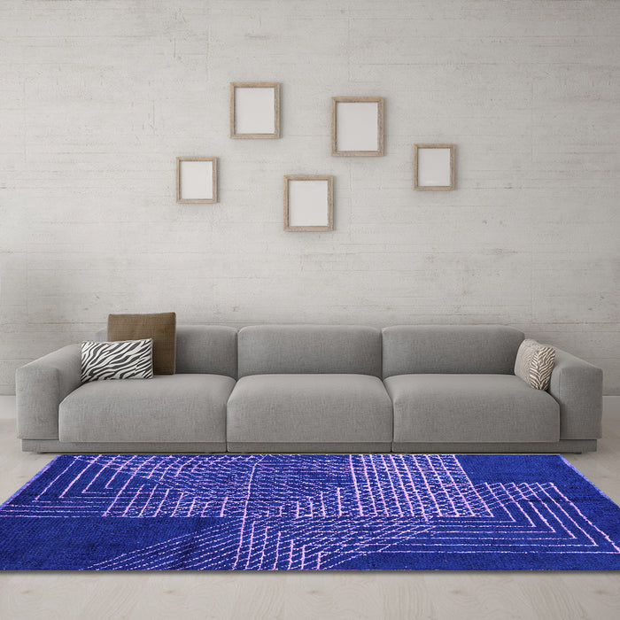 Machine Washable Abstract Purple Modern Area Rugs in a Living Room, wshabs5210pur