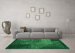 Machine Washable Abstract Green Modern Area Rugs in a Living Room,, wshabs5210grn