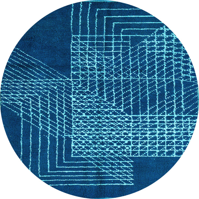 Round Abstract Light Blue Modern Rug, abs5210lblu