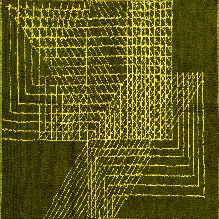 Square Abstract Yellow Modern Rug, abs5210yw