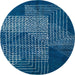 Round Machine Washable Abstract Blue Ivy Blue Rug, wshabs5210
