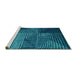 Sideview of Machine Washable Abstract Turquoise Modern Area Rugs, wshabs5210turq