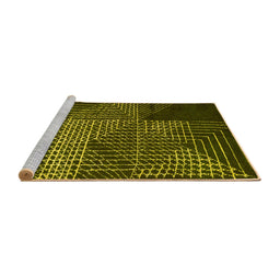 Sideview of Machine Washable Abstract Yellow Modern Rug, wshabs5210yw