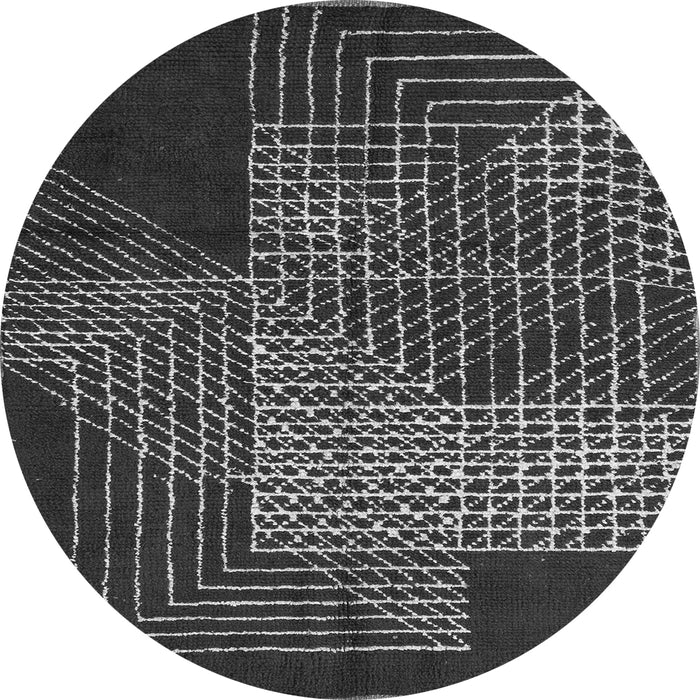 Round Abstract Gray Modern Rug, abs5210gry