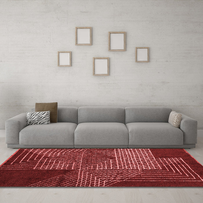 Modern Red Washable Rugs