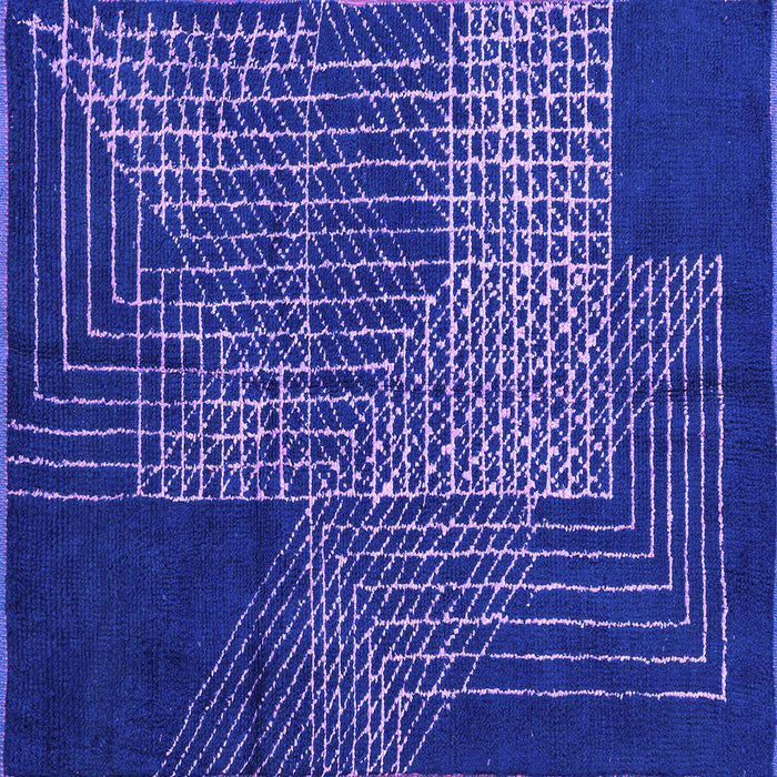 Square Abstract Purple Modern Rug, abs5210pur