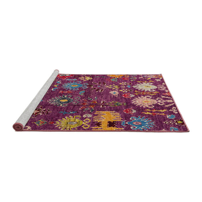 Sideview of Machine Washable Abstract Purple Pink Rug, wshabs5211