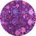 Round Machine Washable Abstract Purple Modern Area Rugs, wshabs5211pur