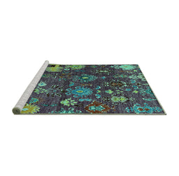 Sideview of Machine Washable Abstract Turquoise Modern Area Rugs, wshabs5211turq