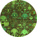 Round Abstract Green Modern Rug, abs5211grn