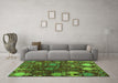 Machine Washable Abstract Green Modern Area Rugs in a Living Room,, wshabs5211grn