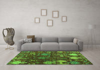 Machine Washable Abstract Green Modern Rug, wshabs5211grn